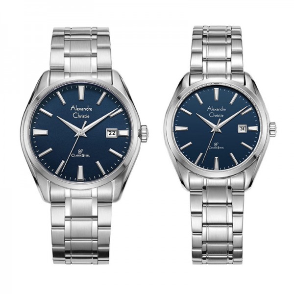 Alexandre Christie AC 8682 Silver Blue Couple Alexandre Christie AC 8682 Silver Blue Couple